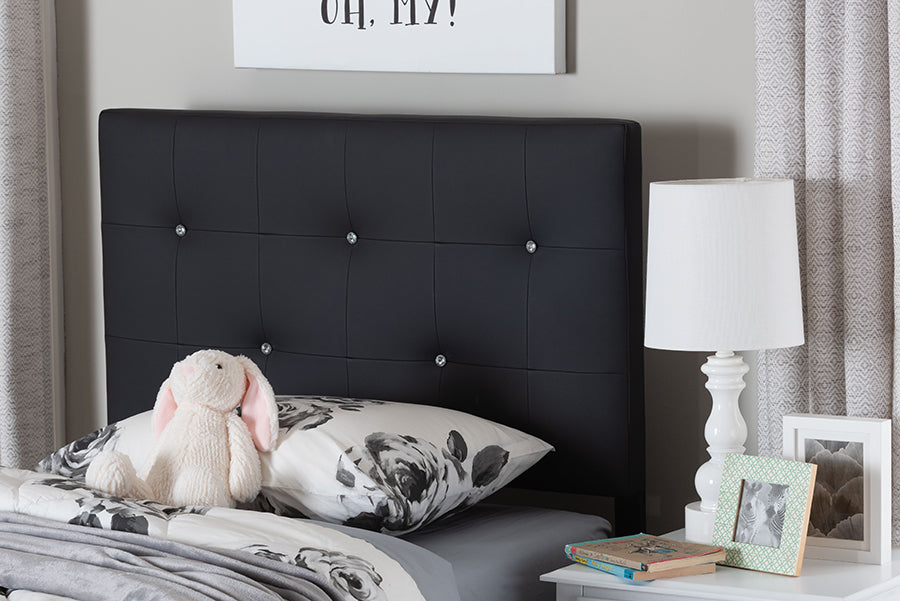 Baxton Studio Kirchem Modern and Contemporary Black Faux Leather Upholstered Twin Size Headboard 