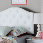 Baxton Studio Myra Modern and Contemporary White Faux Leather Upholstered Button-Tufted Scalloped Twin Size Headboard 