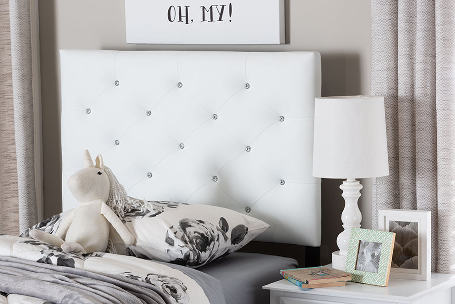 Baxton Studio Viviana Modern and Contemporary White Faux Leather Upholstered Button-Tufted Twin Size Headboard 