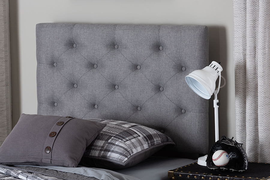 Baxton Studio Viviana Modern and Contemporary Grey Fabric Upholstered Button-Tufted Twin Size Headboard 