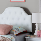 Baxton Studio Morris Modern and Contemporary White Faux Leather Upholstered Button-Tufted Scalloped Twin Size Headboard 