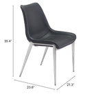 Zuo Magnus Dining Chair (Set of 2) Black & Silver