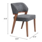 Zuo Sunobu Dining Chair (Set of 2) Azure Gray & Walnut