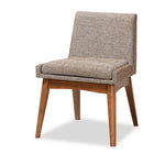 Baxton Studio Nexus Mid-Century Modern Gravel Fabric Upholstered and Walnut Brown Finished Wood 5-Piece Dining Set