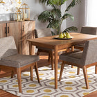 Baxton Studio Nexus Mid-Century Modern Gravel Fabric Upholstered and Walnut Brown Finished Wood 5-Piece Dining Set