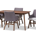 Baxton Studio Monte Mid-Century Modern Walnut Wood Rectangular 5-Piece Dining Set