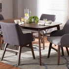 Baxton Studio Monte Mid-Century Modern Walnut Wood Rectangular 5-Piece Dining Set