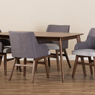 Baxton Studio Monte Mid-Century Modern Walnut Wood Rectangular 5-Piece Dining Set