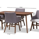 Baxton Studio Monte Mid-Century Modern Walnut Wood Rectangular 5-Piece Dining Set