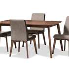 Baxton Studio Kimberly Mid-Century Modern Beige and Brown Fabric 5-Piece Dining Set