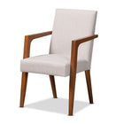 Baxton Studio Glenda Mid-Century Modern Greyish Beige Fabric Upholstered and Walnut Brown Finished Wood 5-Piece Dining Set