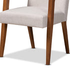 Baxton Studio Glenda Mid-Century Modern Greyish Beige Fabric Upholstered and Walnut Brown Finished Wood 5-Piece Dining Set