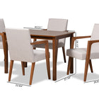 Baxton Studio Glenda Mid-Century Modern Greyish Beige Fabric Upholstered and Walnut Brown Finished Wood 5-Piece Dining Set