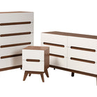 Baxton Studio Calypso Mid-Century Modern Two-Tone White and Walnut Brown Finished Wood 3-Piece Storage Set