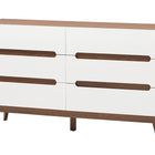 Baxton Studio Calypso Mid-Century Modern Two-Tone White and Walnut Brown Finished Wood 3-Piece Storage Set