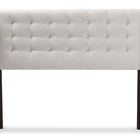 Baxton Studio Ginaro Modern And Contemporary Greyish Beige Fabric Button-Tufted Nail head King Size Winged Headboard