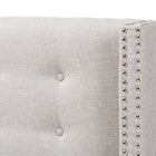 Baxton Studio Ginaro Modern And Contemporary Greyish Beige Fabric Button-Tufted Nail head King Size Winged Headboard