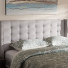 Baxton Studio Ginaro Modern And Contemporary Greyish Beige Fabric Button-Tufted Nail head King Size Winged Headboard