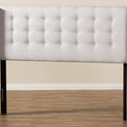 Baxton Studio Ginaro Modern And Contemporary Greyish Beige Fabric Button-Tufted Nail head King Size Winged Headboard