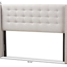 Baxton Studio Ginaro Modern And Contemporary Greyish Beige Fabric Button-Tufted Nail head King Size Winged Headboard