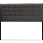 Baxton Studio Ginaro Modern And Contemporary Dark Grey Fabric Button-Tufted Nail head Queen Size Winged Headboard