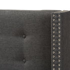 Baxton Studio Ginaro Modern And Contemporary Dark Grey Fabric Button-Tufted Nail head King Size Winged Headboard