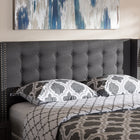 Baxton Studio Ginaro Modern And Contemporary Dark Grey Fabric Button-Tufted Nail head King Size Winged Headboard