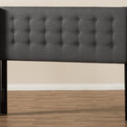 Baxton Studio Ginaro Modern And Contemporary Dark Grey Fabric Button-Tufted Nail head Queen Size Winged Headboard