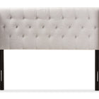 Baxton Studio Ally Modern And Contemporary Greyish Beige Fabric Button-Tufted Nail head King Size Winged Headboard