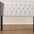 Baxton Studio Ally Modern And Contemporary Greyish Beige Fabric Button-Tufted Nail head King Size Winged Headboard