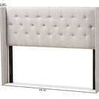 Baxton Studio Ally Modern And Contemporary Greyish Beige Fabric Button-Tufted Nail head King Size Winged Headboard