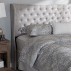 Baxton Studio Cadence Modern and Contemporary Greyish Beige Fabric Button-Tufted King Size Winged Headboard