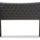 Baxton Studio Cadence Modern and Contemporary Dark Grey Fabric Button-Tufted King Size Winged Headboard