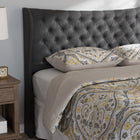 Baxton Studio Cadence Modern and Contemporary Dark Grey Fabric Button-Tufted Queen Size Winged Headboard