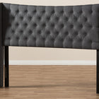 Baxton Studio Cadence Modern and Contemporary Dark Grey Fabric Button-Tufted Queen Size Winged Headboard