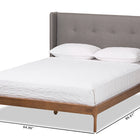 Baxton Studio Brooklyn Mid-Century Modern Walnut Wood Grey Fabric Queen Size Platform Bed