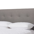 Baxton Studio Brooklyn Mid-Century Modern Walnut Wood Grey Fabric King Size Platform Bed