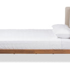 Baxton Studio Brooklyn Mid-Century Modern Walnut Wood Beige Fabric Queen Size Platform Bed