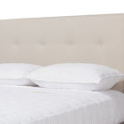 Baxton Studio Brooklyn Mid-Century Modern Walnut Wood Beige Fabric King Size Platform Bed