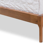 Baxton Studio Brooklyn Mid-Century Modern Walnut Wood Beige Fabric Queen Size Platform Bed