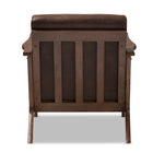 Baxton Studio Bianca Mid-Century Modern Walnut Wood Dark Brown Distressed Faux Leather Lounge Chair