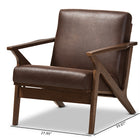 Baxton Studio Bianca Mid-Century Modern Walnut Wood Dark Brown Distressed Faux Leather Lounge Chair