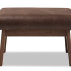 Baxton Studio Bianca Mid-Century Modern Walnut Wood Dark Brown Distressed Faux Leather Ottoman