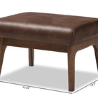 Baxton Studio Bianca Mid-Century Modern Walnut Wood Dark Brown Distressed Faux Leather Ottoman