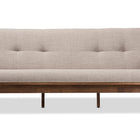 Baxton Studio Bianca Mid-Century Modern Walnut Wood Light Grey Fabric Tufted 3-Seater Sofa