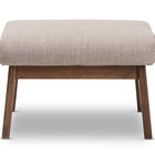 Baxton Studio Bianca Mid-Century Modern Walnut Wood Light Grey Fabric Ottoman