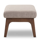 Baxton Studio Bianca Mid-Century Modern Walnut Wood Light Grey Fabric Ottoman