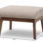 Baxton Studio Bianca Mid-Century Modern Walnut Wood Light Grey Fabric Ottoman