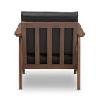 Baxton Studio Venza Mid-Century Modern Walnut Wood Black Faux Leather Lounge Chair