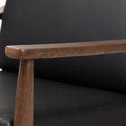 Baxton Studio Venza Mid-Century Modern Walnut Wood Black Faux Leather Lounge Chair